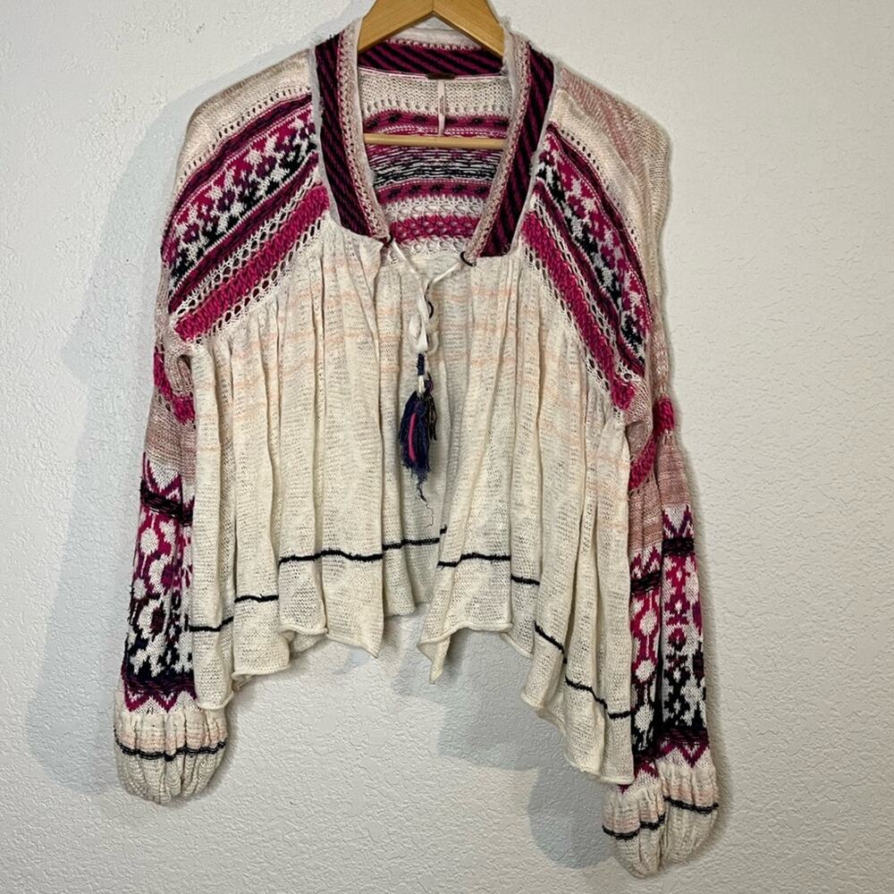 Free People Dreamland Cardigan Sweater Boho ballon sleeve oversized Gypsy Hippie